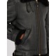 Mens Schot Aviator Faux Shearling Black Leather Jacket