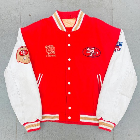 1990 Super Bowl XXIV Champions San Francisco 49ers Varsity Jacket