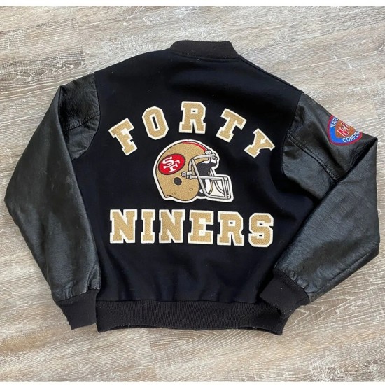 80’s San Francisco 49ers Black Wool And Leather Varsity Jacket