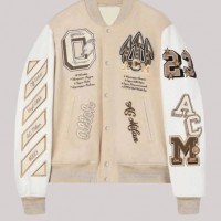 AC Milan Varsity Bomber Off White Jacket