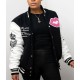 Adorable Woman Black and White Varsity Jacket