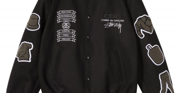 Asap Rocky Stussy CDG Black Wool Letterman Varsity Jacket