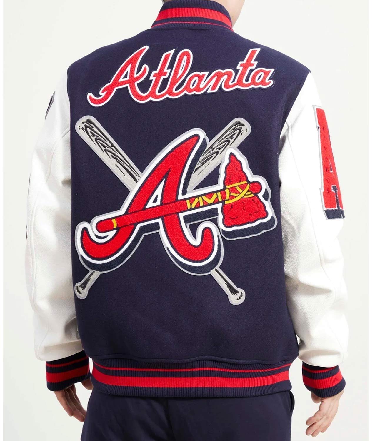 Atlanta Braves Mash Up Navy and White Varsity Jacket