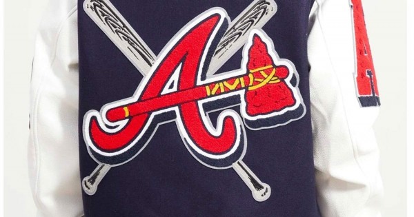 Atlanta Braves Mash Up Navy and White Varsity Jacket