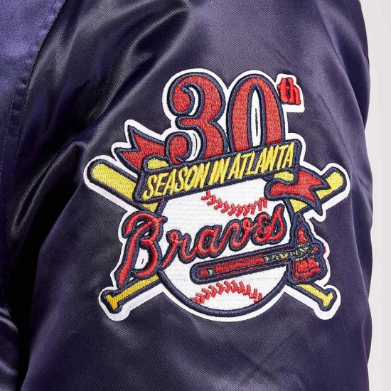 Atlanta Braves World Series Navy Varsity Satin Jacket