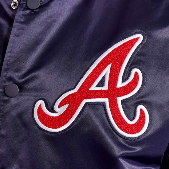 Atlanta Braves World Series Navy Varsity Satin Jacket