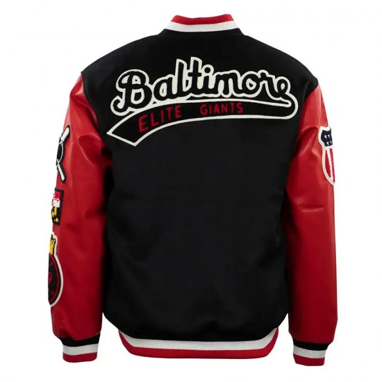 Baltimore Elite Giants Black and Red Varsity Jacket