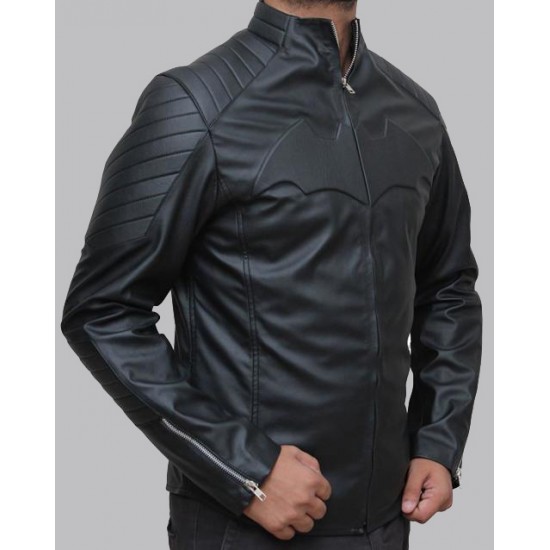 Mens Batman Black Logo Leather Jacket