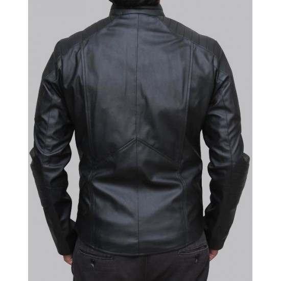 Mens Batman Black Logo Leather Jacket