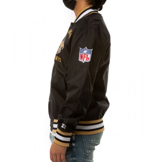 Bomber New Orleans Saints Black Satin Jacket