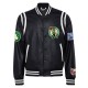 Boston Celtics Vegan Black Varsity Leather Jacket