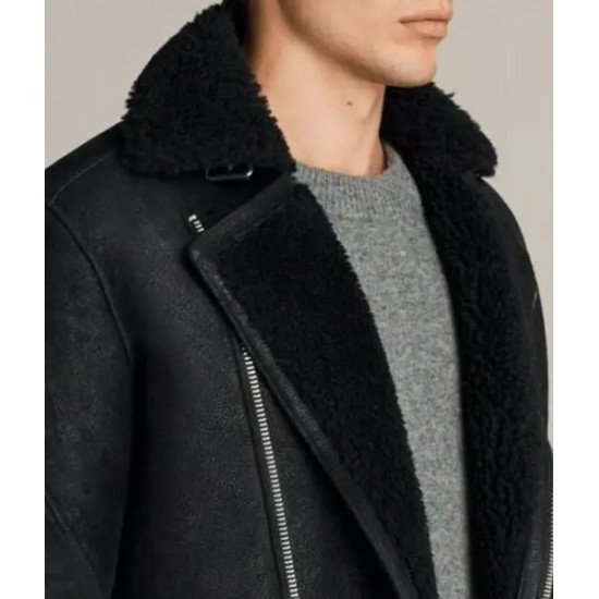 Brooklyn Black Biker Fur Jacket