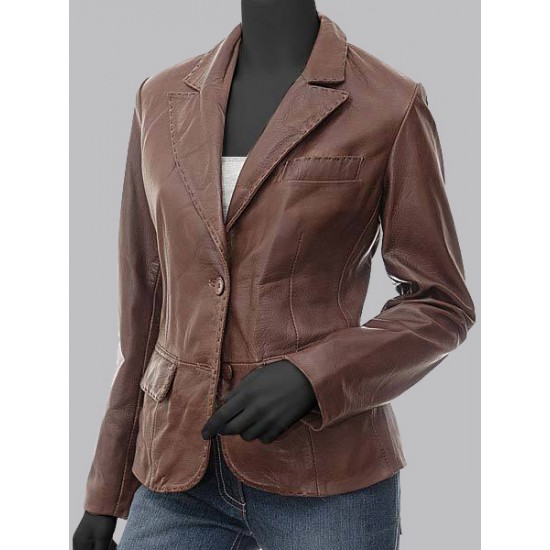 Brooks Womens Leather Blazer Jacket