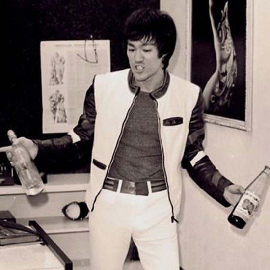 Bruce Lee Navy and White Leather Jacket