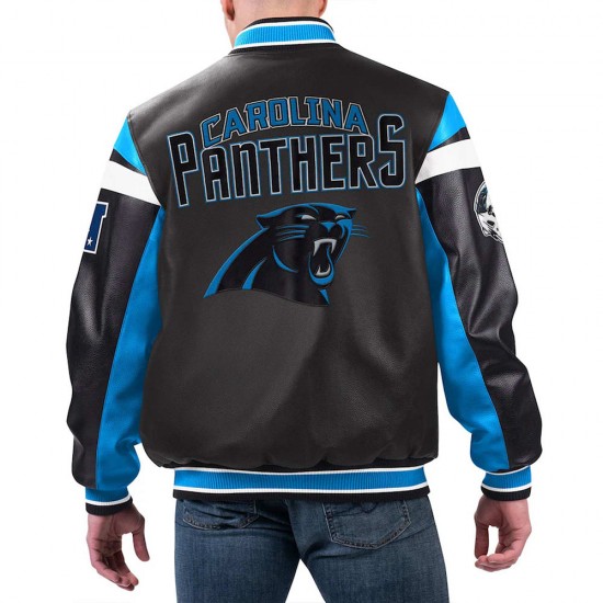 Carolina Panthers Black Varsity Full-Zip Leather Jacket