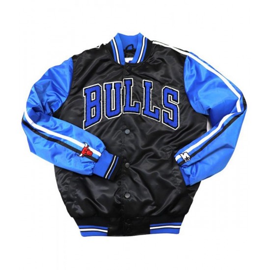 Chicago Bulls Black and Blue Satin Jacket