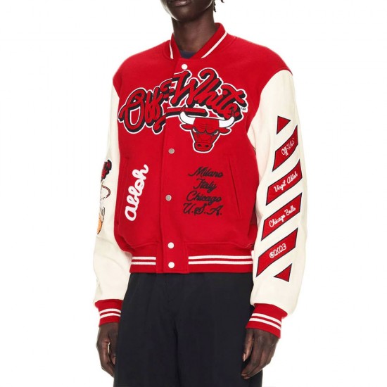 Chicago Bulls Off-White Varsity Jacket