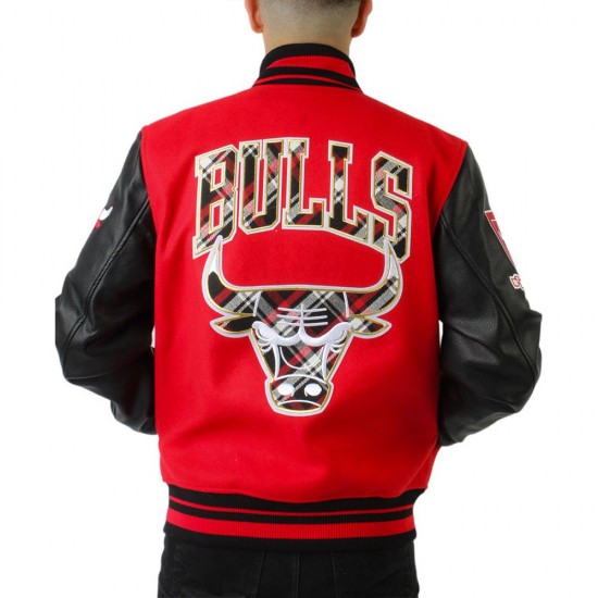 Chicago Bulls Plaid Patches Varsity Jacket