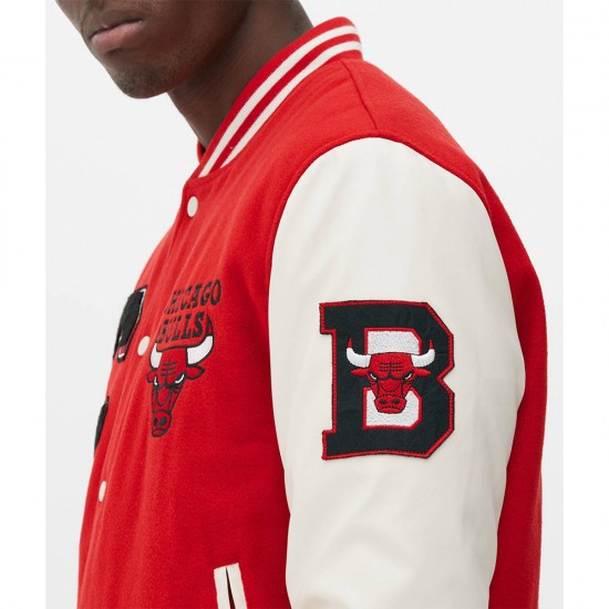 Chicago Bulls Varsity Red and Off White Jacket