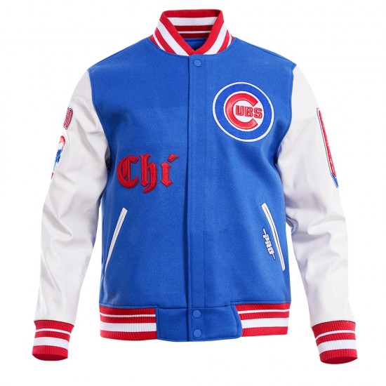 Chicago Cubs Old English Blue Wool Varsity Jacket