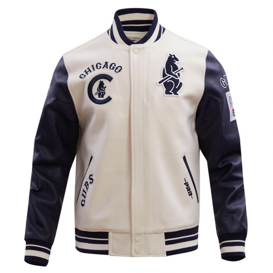 Chicago Cubs Retro Classic Navy Blue Wool Varsity Jacket