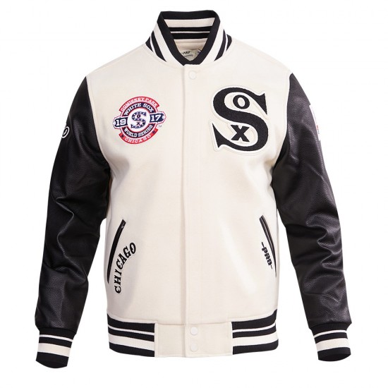 Chicago White Sox Retro Classic Off White Wool Varsity Jacket