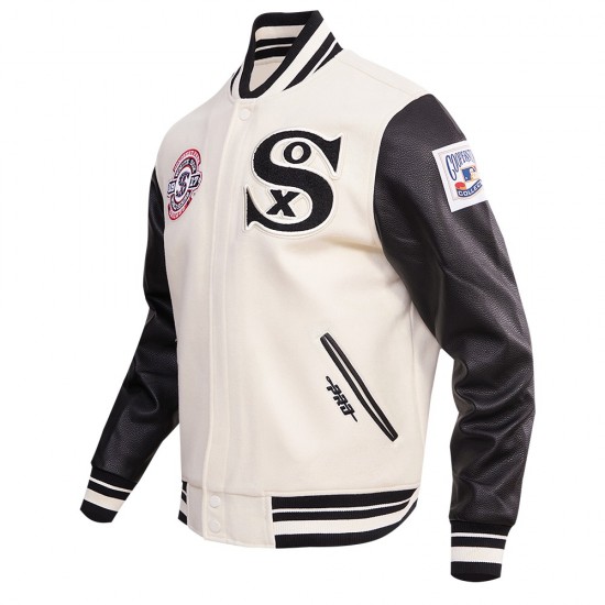 Chicago White Sox Retro Classic Off White Wool Varsity Jacket