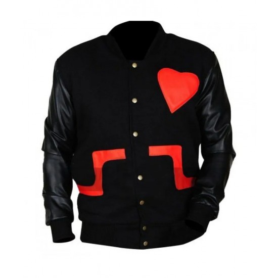 Chris Brown Valentines Bomber Leather Letterman Jacket