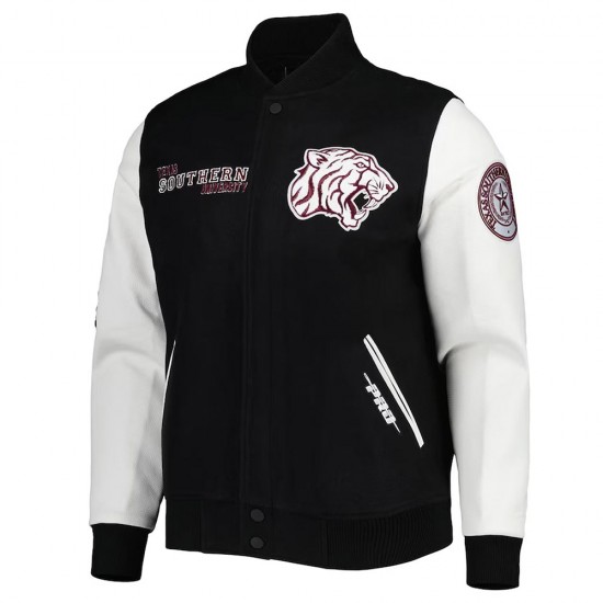 Classic Texas Southern Tigers Black and White Varsity Jacket