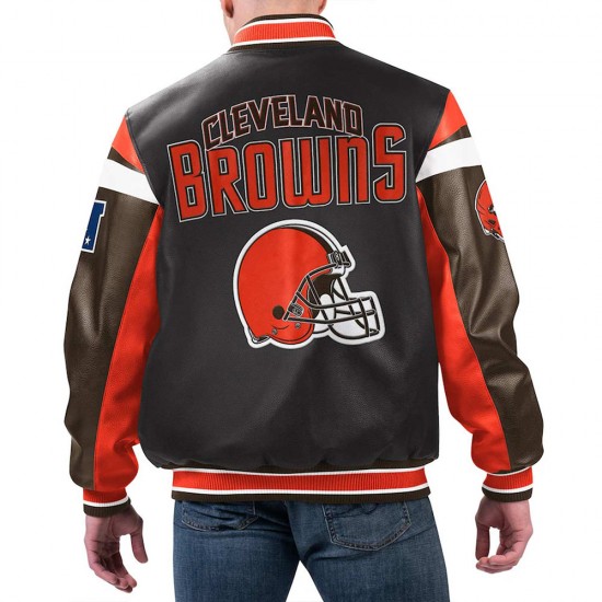 Cleveland Browns Black Varsity Full-Zip Leather Jacket