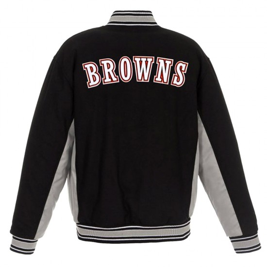 Cleveland Browns Varsity Black and Gray Wool Jacket