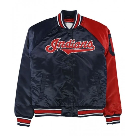 Cleveland Indians Navy and Red Varsity Satin Jacket