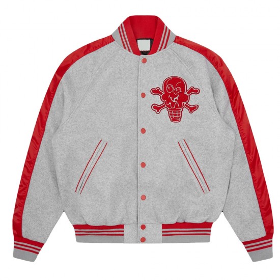 Cones and Bones ICECREAM Gray Varsity Jacket