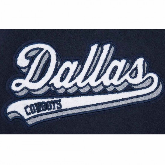 Dallas Cowboys Script Tail Classic Rib Varsity Jacket