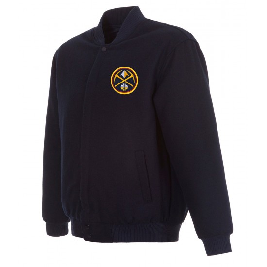 Denver Nuggets Bomber Navy Blue Wool Jacket