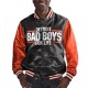 Detroit Bad Boys Black and Orange Varsity Satin Jacket