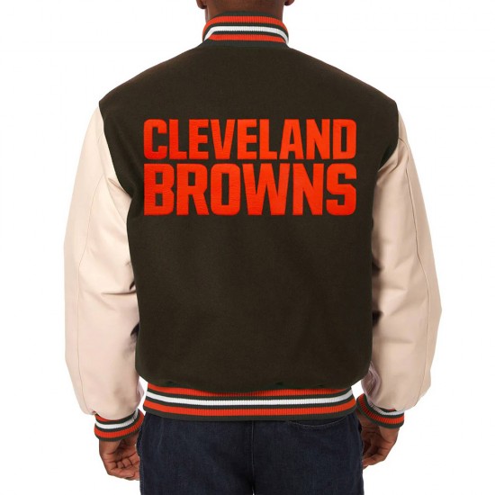 Domestic Cleveland Browns Varsity Brown and Cream Jacket