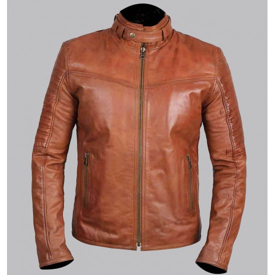 New Mens Edinburgh Brown Leather Jacket