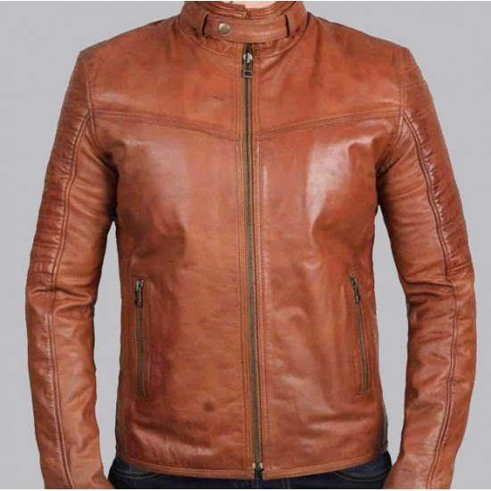 New Mens Edinburgh Brown Leather Jacket