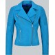 Fashion Designer Electric Blue Biker Style Jacket