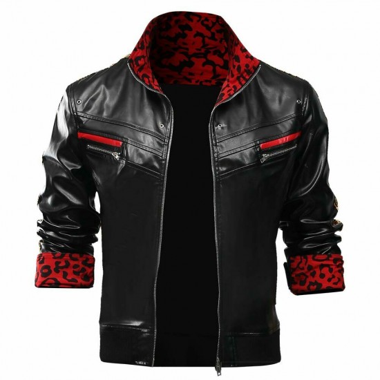 Final Fantasy VII Remake Cosplay Leslie Kyle Leather Jacket Costume Halloween