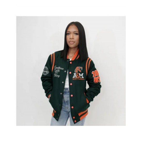 Florida A&M University Unisex Green Varsity Jacket