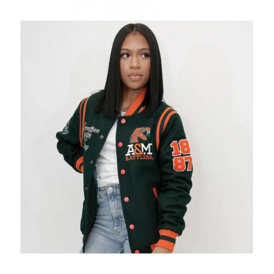 Florida A&M University Unisex Green Varsity Jacket