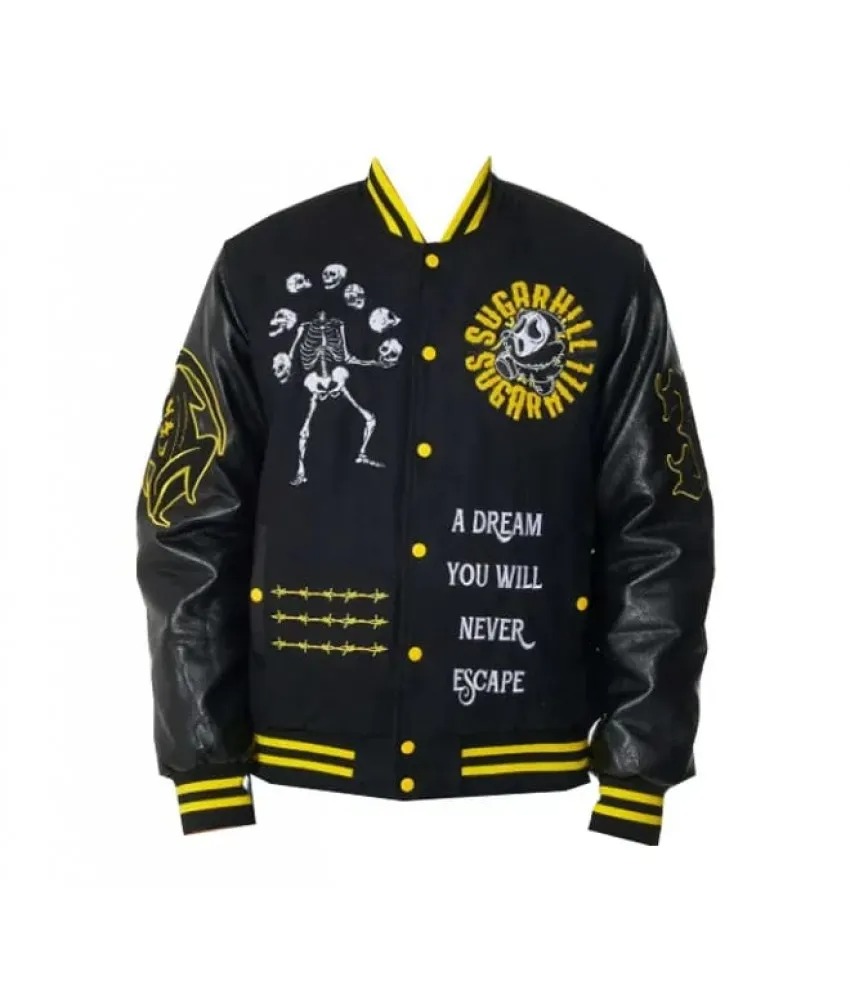 Jacketsthreads Men's Black and Yellow Bomber Varsity Jacket