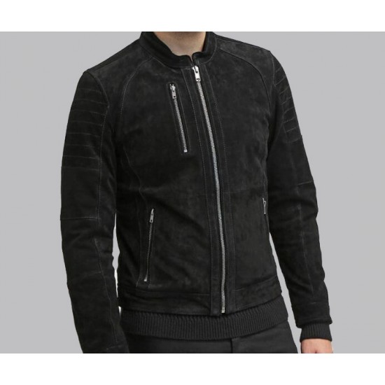 Genuine Leather Mens Black Suede Jacket