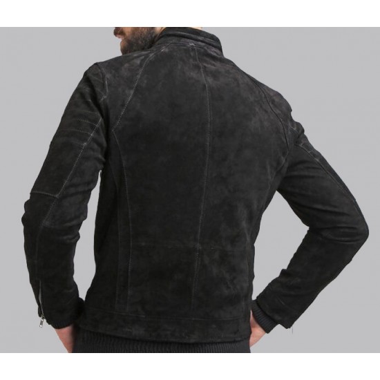 Genuine Leather Mens Black Suede Jacket