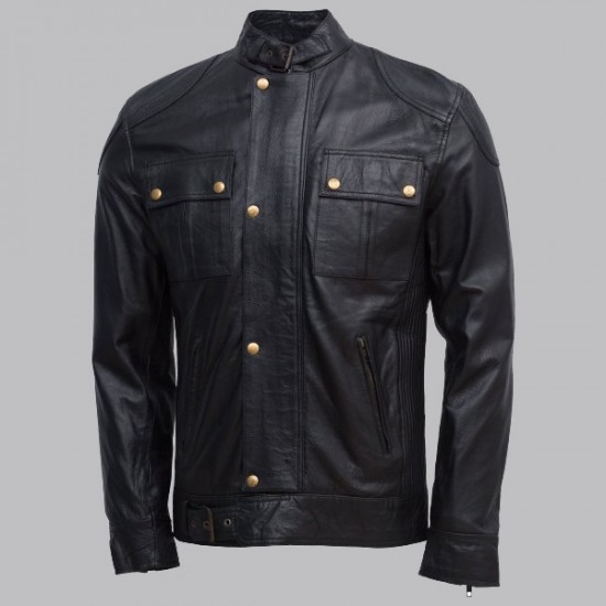 Gerard Butler Black Leather Jacket