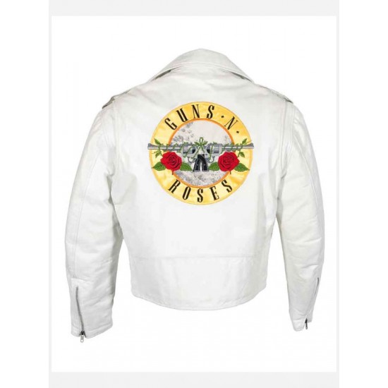 Guns N Roses Paradise City White Leather Biker Jacket