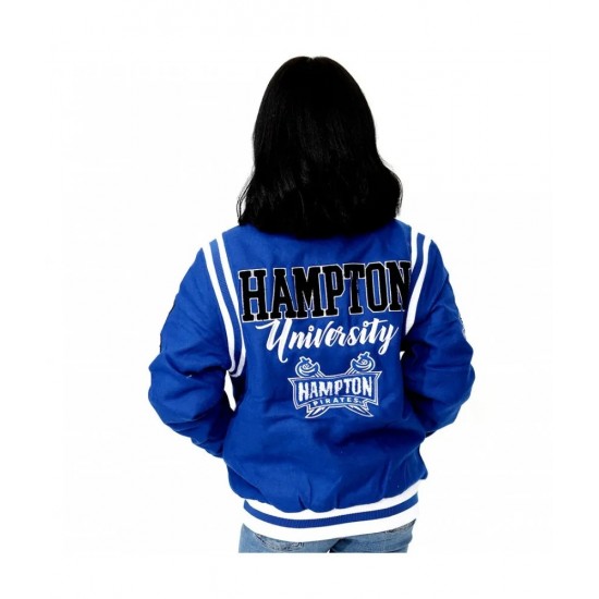 Hampton University Unisex Blue Varsity Jacket