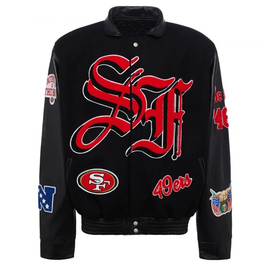 JH San Francisco 49ers Varsity Black Jacket